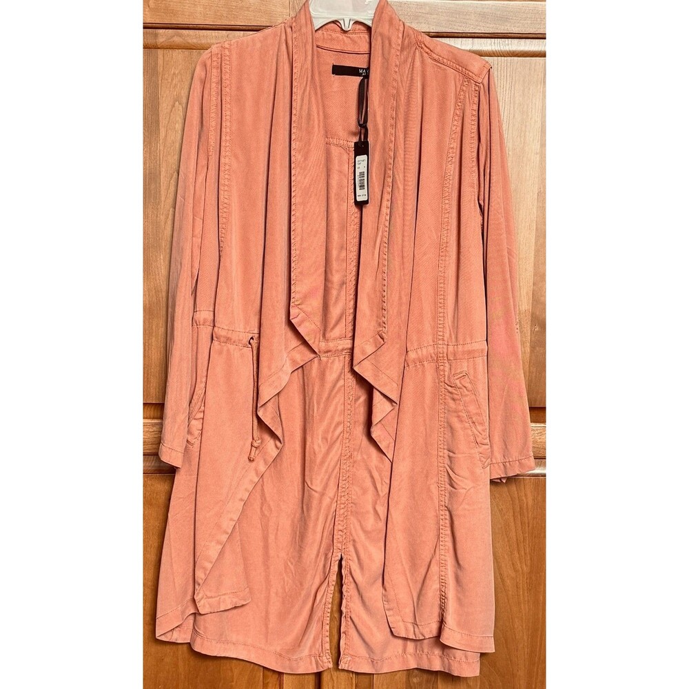 MAX Jeans Terra Cotta Burnt Orange Open Front Jacket Duster Sz M Tencel NWT